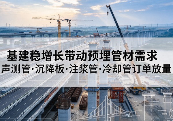 莱芜基建稳增长带动预埋监测管材需求，声测管、沉降板、注浆管订单持续放量
